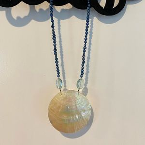 Natural Freshwater White Shiny Shell Necklace Large Statement Beach New